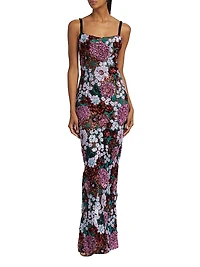 Dahlia Floral Embellished Evening Gown