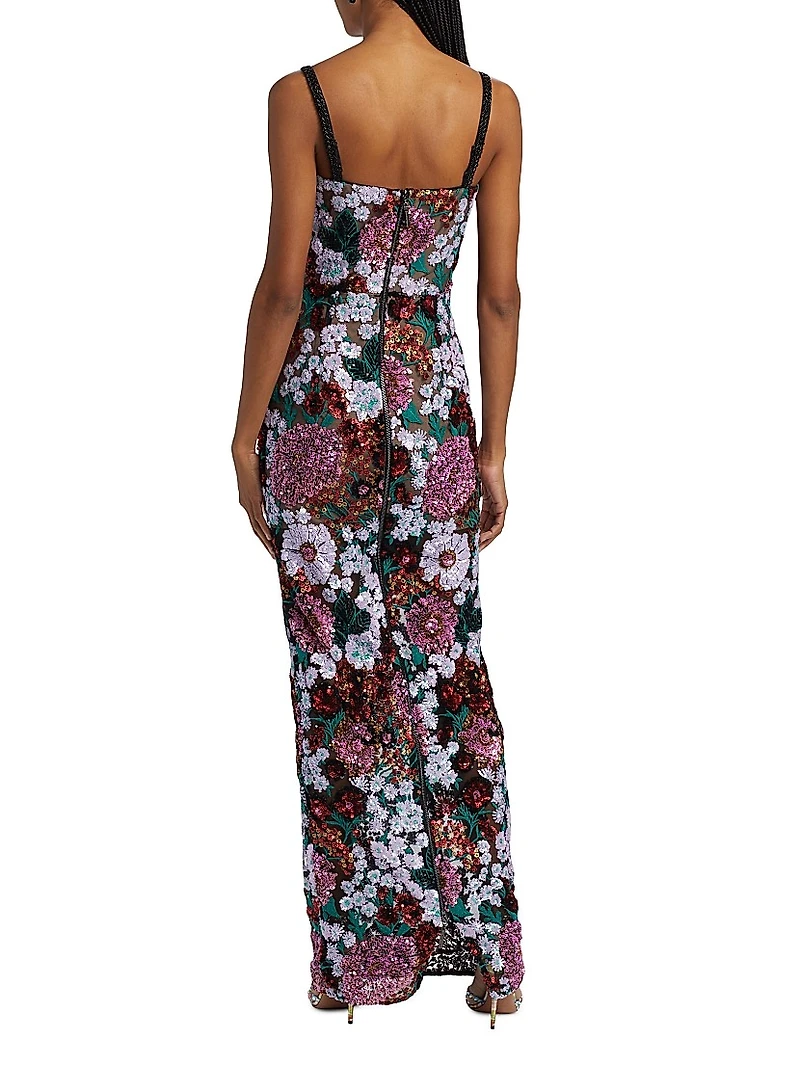 Dahlia Floral Embellished Evening Gown