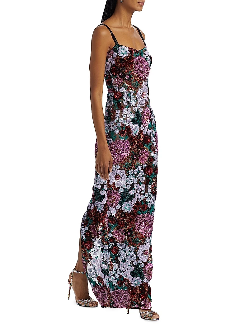 Dahlia Floral Embellished Evening Gown