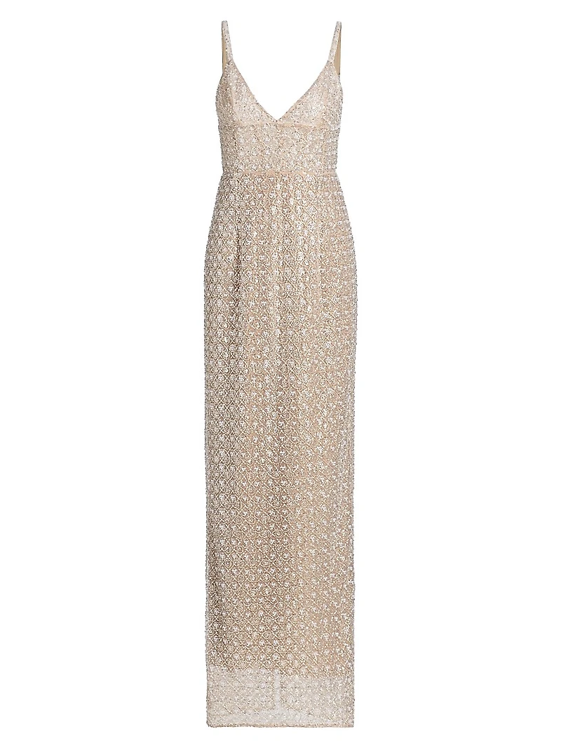 Allegra Sequin V-Neck Sleeveless Gown