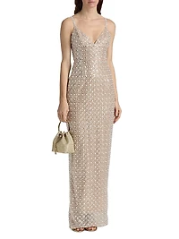 Allegra Sequin V-Neck Sleeveless Gown