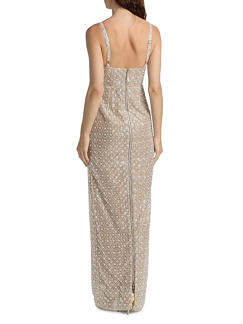 Allegra Sequin V-Neck Sleeveless Gown