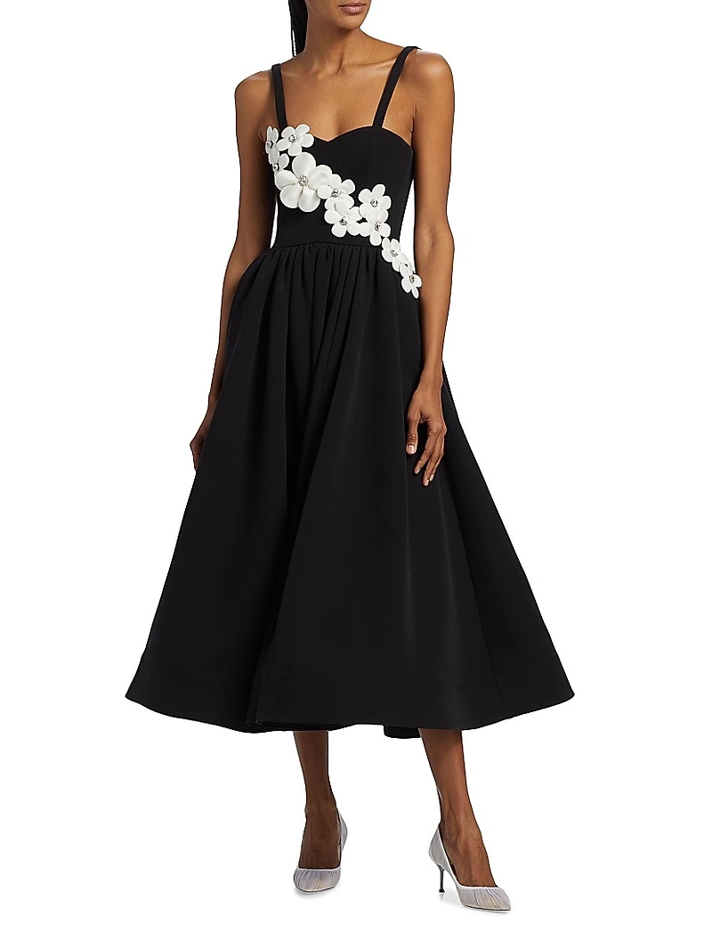 Inara Floral Applique Midi-Dress