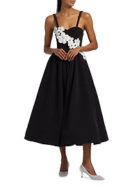 Inara Floral Applique Midi-Dress