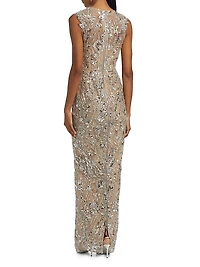 Violet Floral Sequin Gown