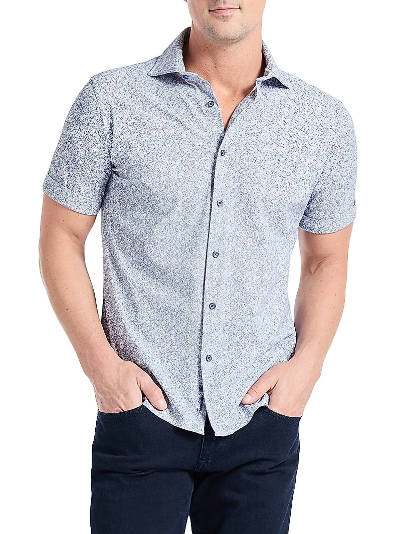 Scrawl Abstract Knit Short-Sleeve Shirt