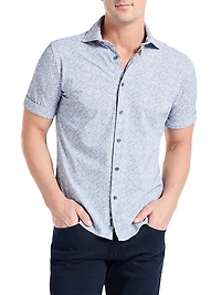 Scrawl Abstract Knit Short-Sleeve Shirt