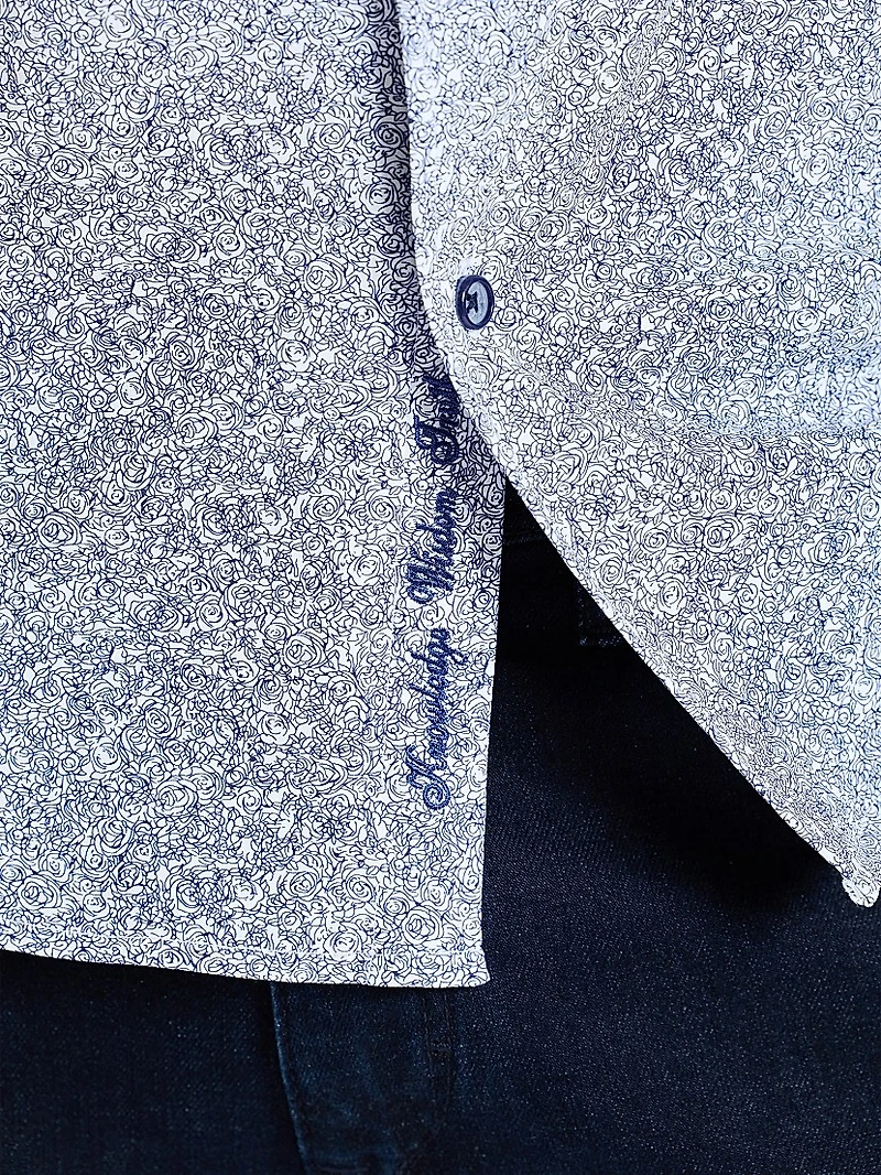 Scrawl Abstract Knit Short-Sleeve Shirt