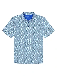 Galan Abstract Knit Polo Shirt