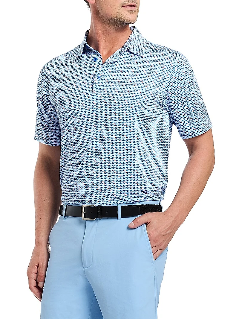 Galan Abstract Knit Polo Shirt