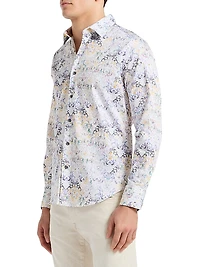 Croatia Printed Stretch-Cotton Button-Front Shirt