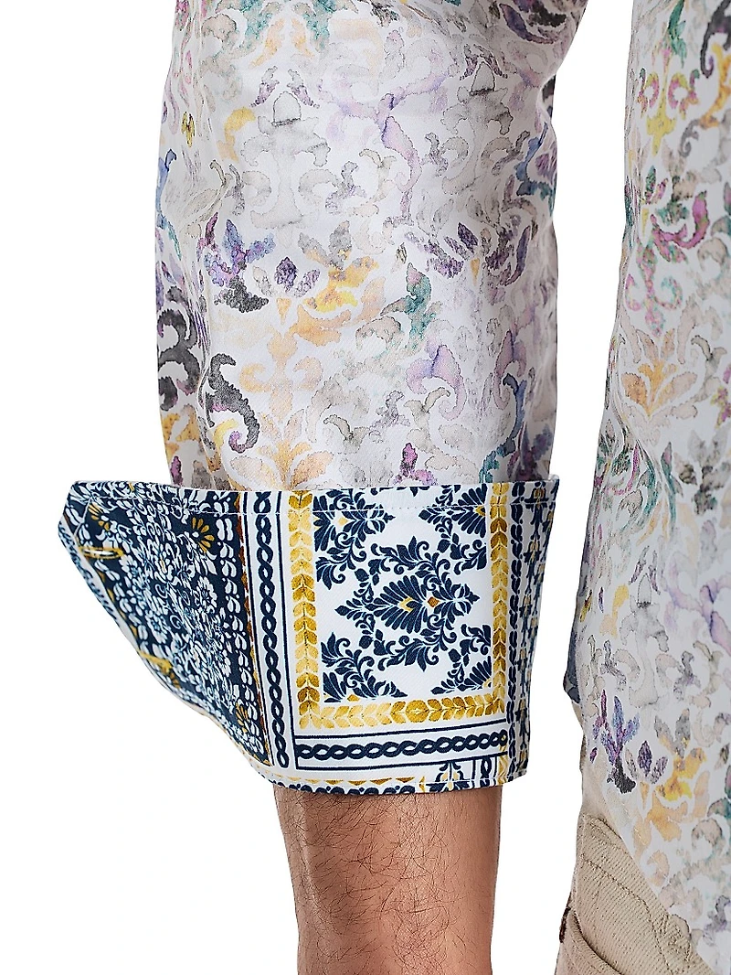 Croatia Printed Stretch-Cotton Button-Front Shirt