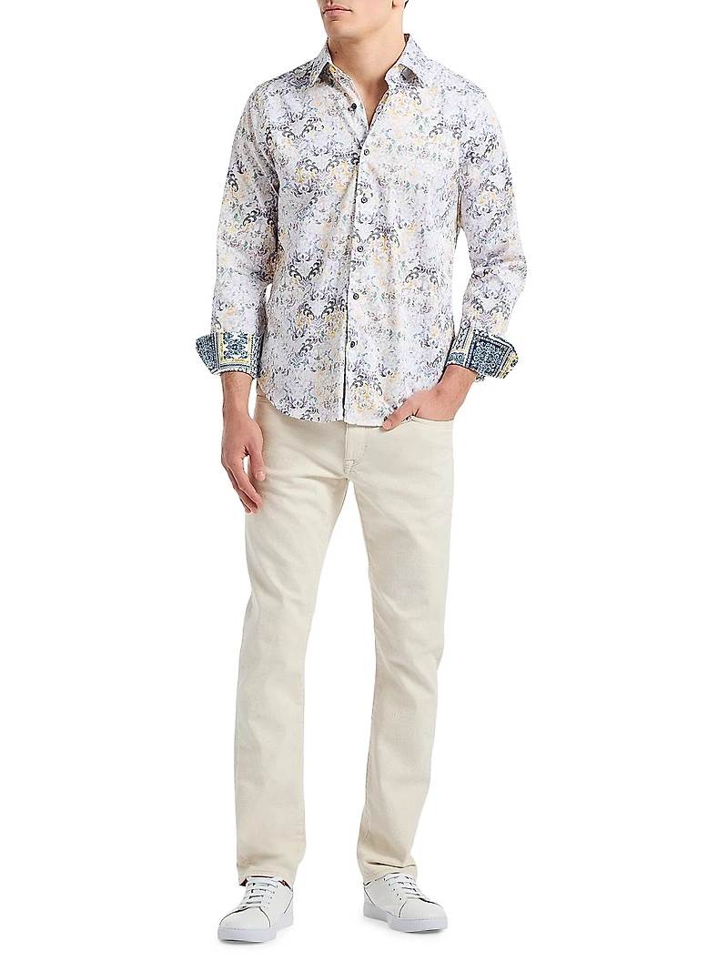 Croatia Printed Stretch-Cotton Button-Front Shirt