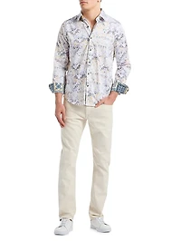 Croatia Printed Stretch-Cotton Button-Front Shirt