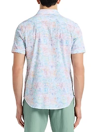 Passport Printed Stretch-Cotton Short-Sleeve Shirt