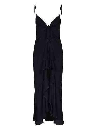 Iluminating Ruffled Silk Tie-Front Top
