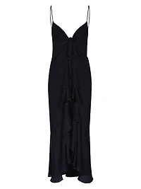Iluminating Ruffled Silk Tie-Front Top