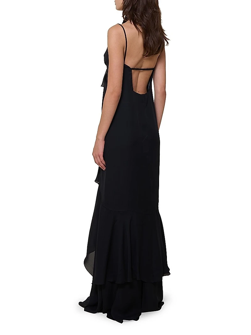 Iluminating Ruffled Silk Tie-Front Top
