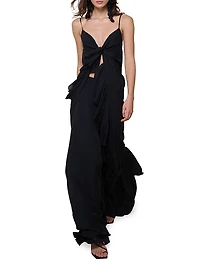 Iluminating Ruffled Silk Tie-Front Top