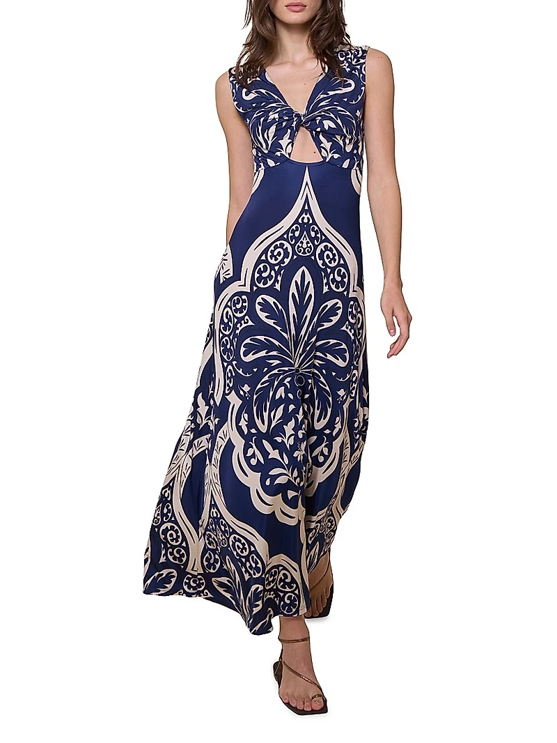 Voyage Twist-Front Cut-Out Maxi Dress