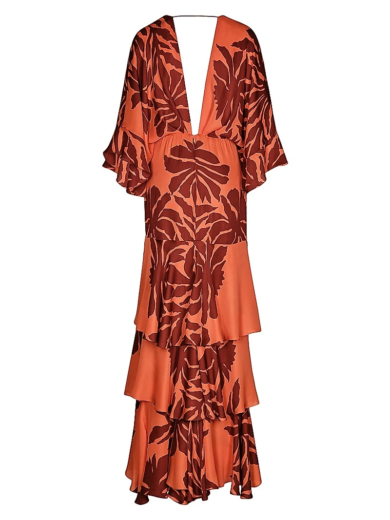 Botanical Poetry Printed Silk Maxi Dress