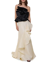 Sevillana Ruffled Silk Maxi Skirt