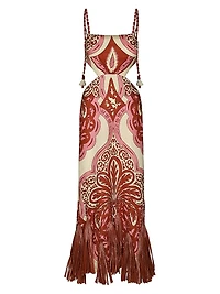 Counter Rhythm Abstract Linen Cut-Out Dress