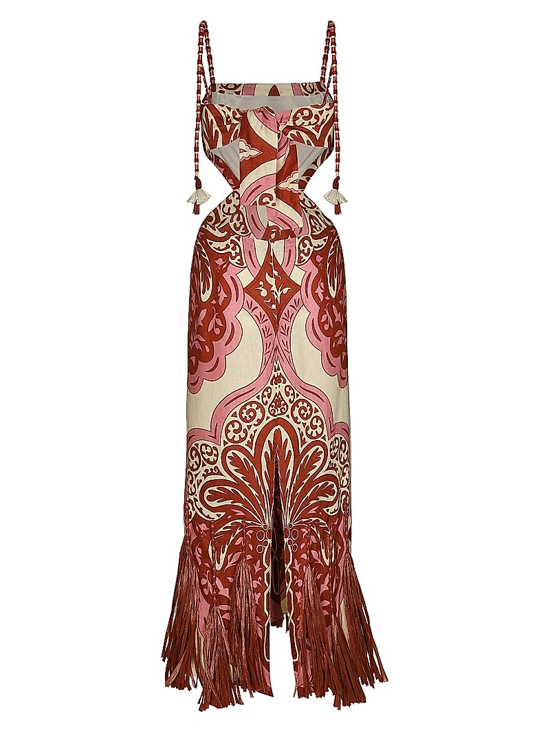 Counter Rhythm Abstract Linen Cut-Out Dress