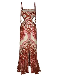 Counter Rhythm Abstract Linen Cut-Out Dress