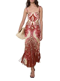 Counter Rhythm Abstract Linen Cut-Out Dress