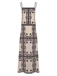 Reinvention Printed Silk Plunge-Back Maxi Dress