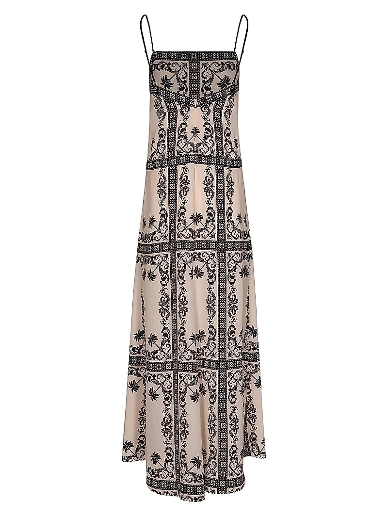 Reinvention Printed Silk Plunge-Back Maxi Dress