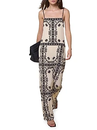 Reinvention Printed Silk Plunge-Back Maxi Dress