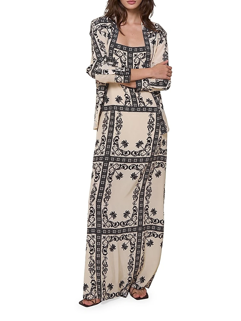 Reinvention Printed Silk Plunge-Back Maxi Dress