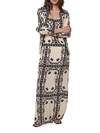 Reinvention Printed Silk Plunge-Back Maxi Dress