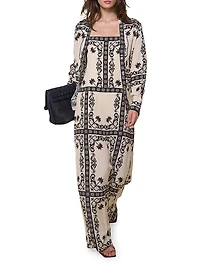 Reinvention Printed Silk Plunge-Back Maxi Dress