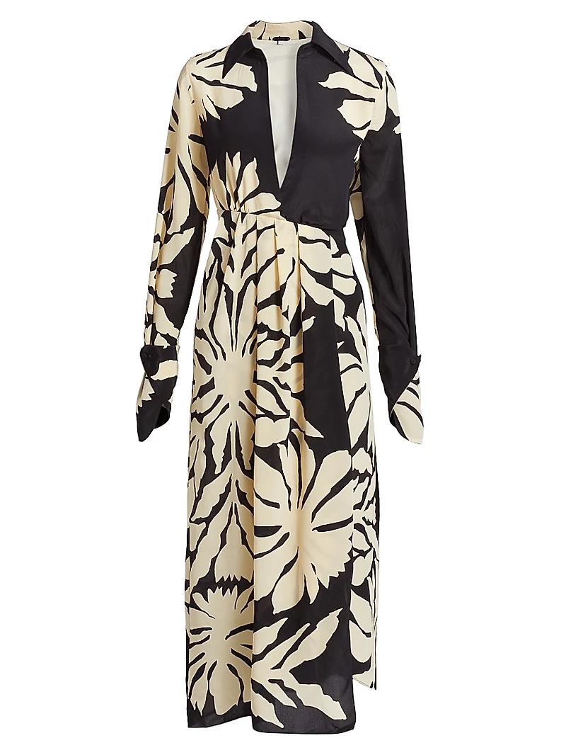 Dream Flowers Silk Midi-Dress