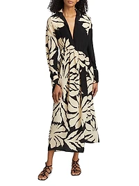 Dream Flowers Silk Midi-Dress