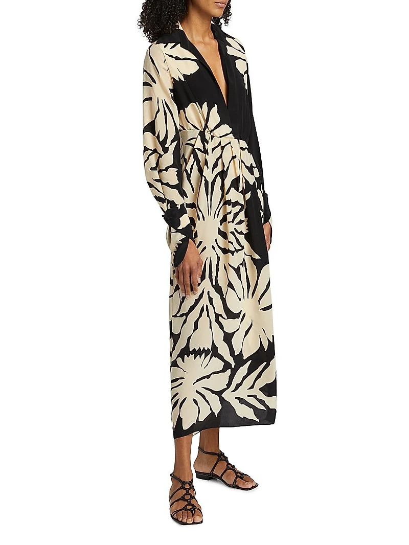 Dream Flowers Silk Midi-Dress