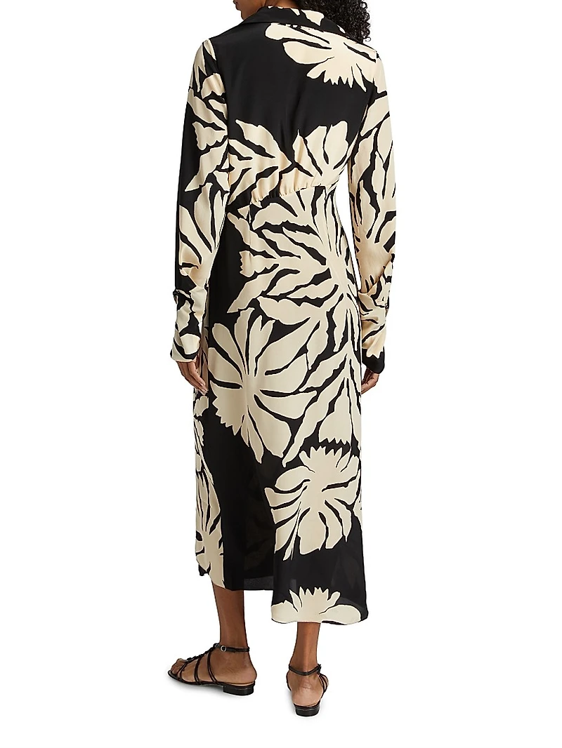 Dream Flowers Silk Midi-Dress