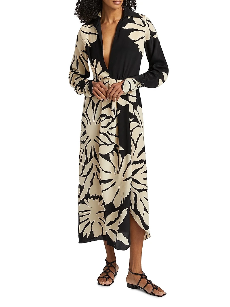 Dream Flowers Silk Midi-Dress