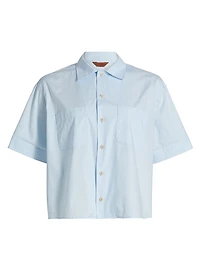 Cotton Boxy Cropped Camp Shirt