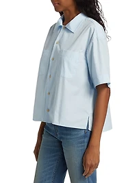 Cotton Boxy Cropped Camp Shirt