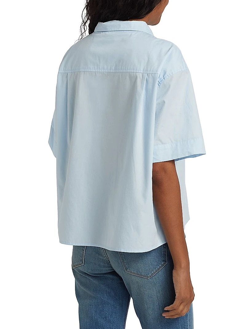 Cotton Boxy Cropped Camp Shirt