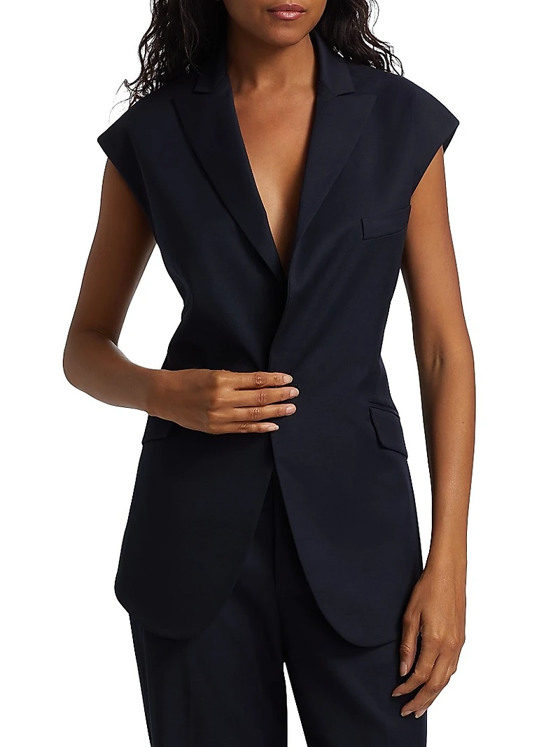 Missing Blazer Back Cut-Out Cap-Sleeve