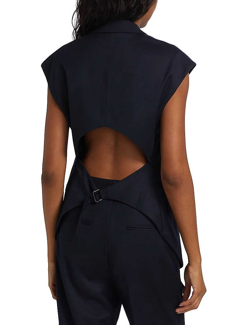 Missing Blazer Back Cut-Out Cap-Sleeve