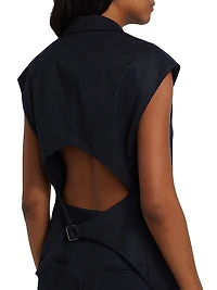 Missing Blazer Back Cut-Out Cap-Sleeve