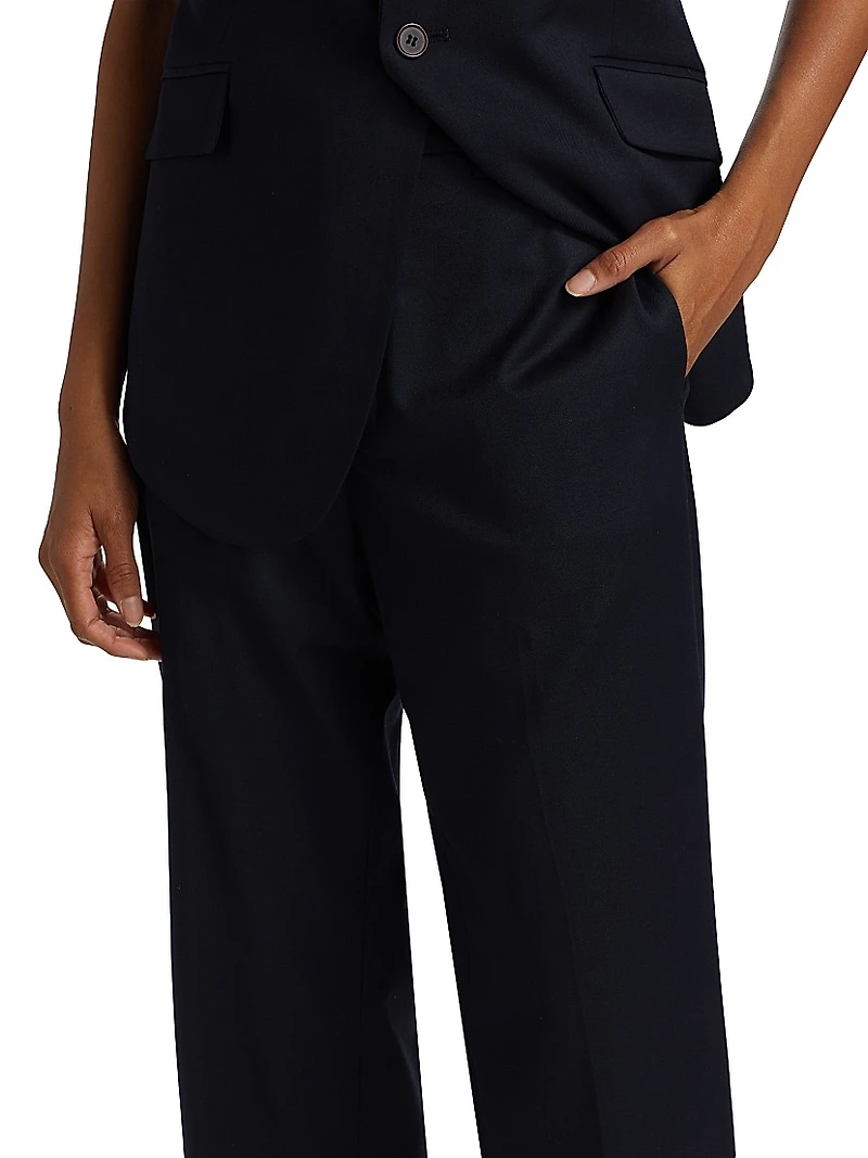 Waist Tape Straight-Leg Ankle Trousers