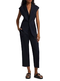 Waist Tape Straight-Leg Ankle Trousers