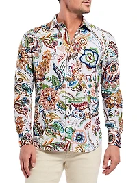 Palawan Floral Cotton Button-Front Shirt